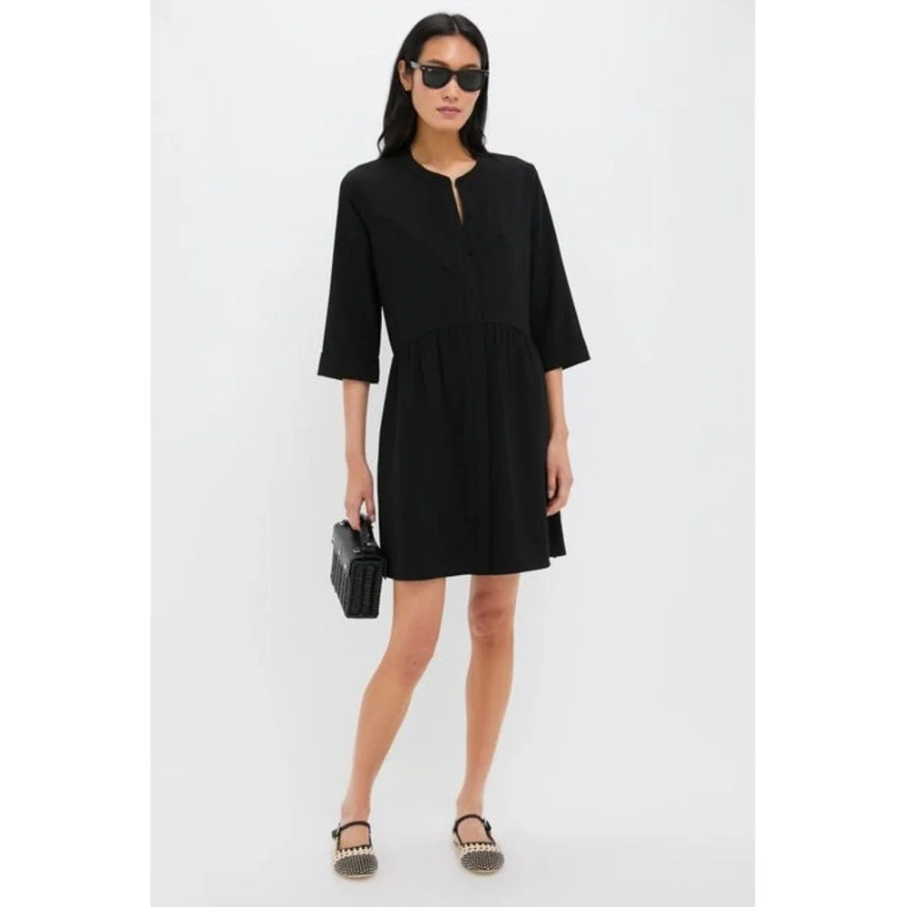Tuckernuck Black Stretch Cape Royal Shirt Dress‎ 3/4 Sleeve Women's XS